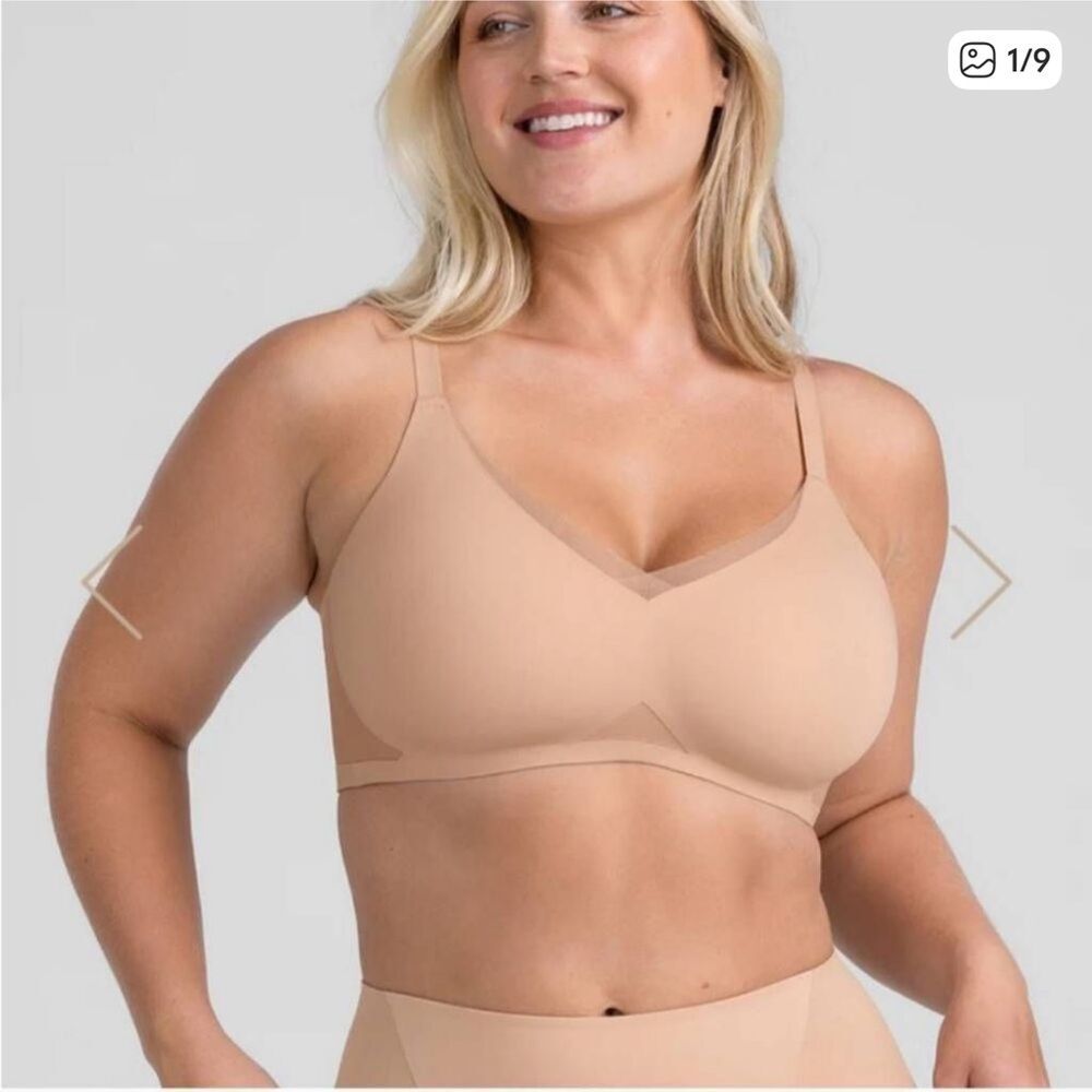 NWT Honeylove Crossover Seamless Wire-Free Bra Lift Sz XL Blush Tan Crisscross